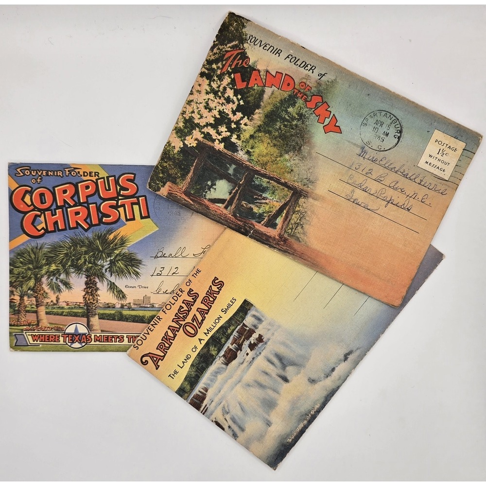 3 Lot VTG The Land Of The Sky, Corpus‎ Christi &Arkansas Ozarks Souvenir Folders